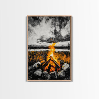 Campfire Rustic Wall Decor, Framed Canvas Print