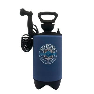 Beach Soul Ocean Rise PRO portable shower with hand pump and coiled hose