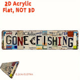 2D Flat Printed "Go Fishing" Vintage Metal Sign