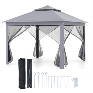 11 x 11 Feet 2-Tier Portable Pop-Up Gazebo Tent with Carry Bag Mesh