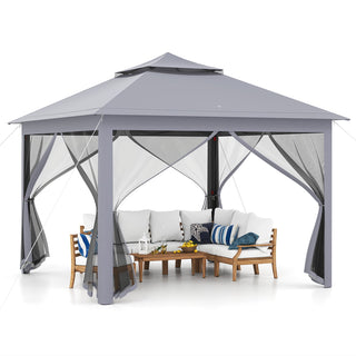 11 x 11 Feet 2-Tier Portable Pop-Up Gazebo Tent with Carry Bag Mesh
