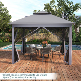 11 x 11 Feet 2-Tier Portable Pop-Up Gazebo Tent with Carry Bag Mesh
