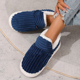 Women's Plush-Lined Winter Slippers with White Faux Fur Trim & EVA Sole