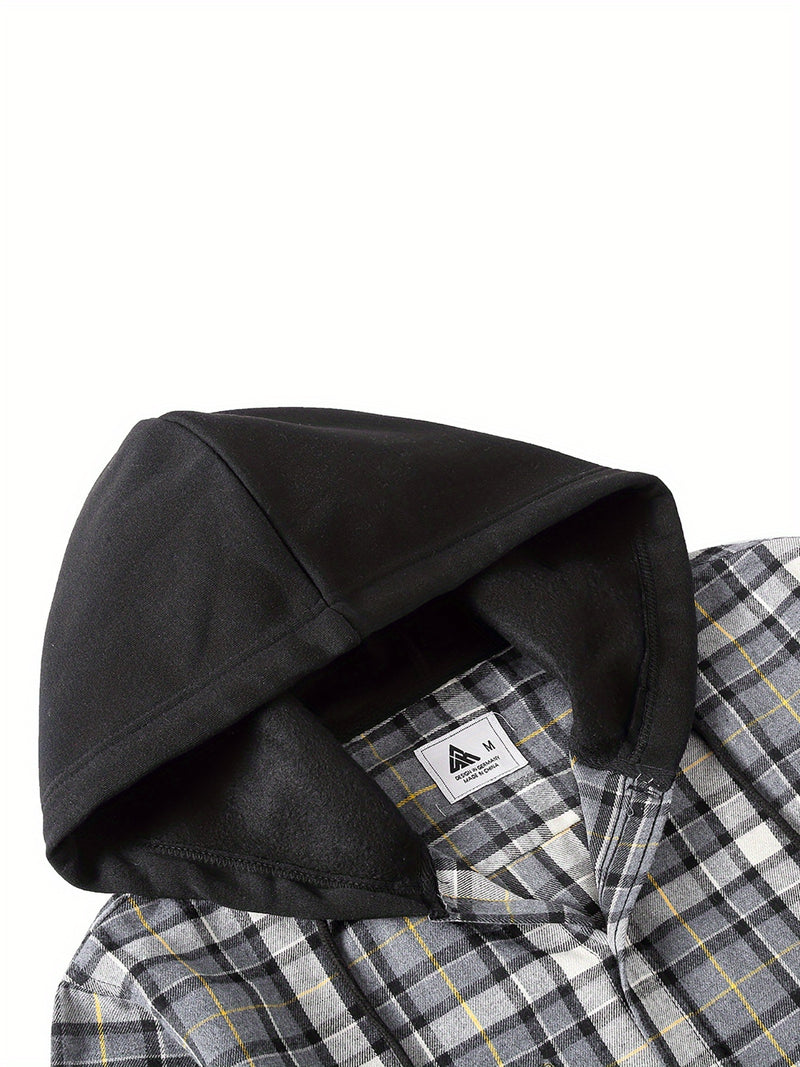 Men's Elegant Plaid Shirt - Button-Front Closure