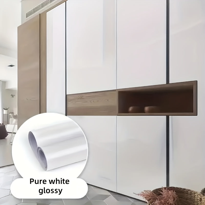1pc Self-Adhesive White Glossy Vinyl Wallpaper, 15.75inch x 78.74inch