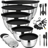 26PCS Heavy-Duty Stainless Steel Mixing Bowls with Airtight Lids