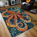 Non-Slip, Fade-Resistant Vintage Octopus Design Area Rug