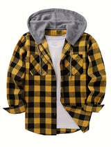 Men's Casual Plaid Hoodie Shirt