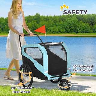 2-in-1 Dog Bike Trailer Pet Stroller Carrier for Large Dogs 66LBS Weight Capacity