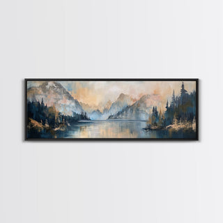 Mountain Lake Reflection Framed Canvas Print