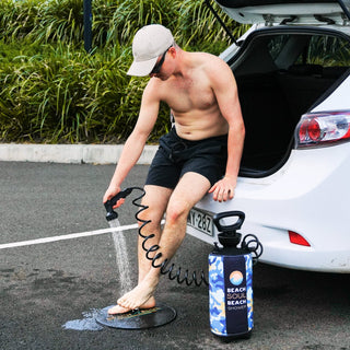Beach Soul portable shower for rinsing off after surfing and beach activities