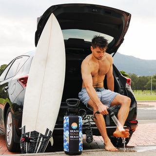 Beach Soul portable shower for rinsing off after surfing and beach activities