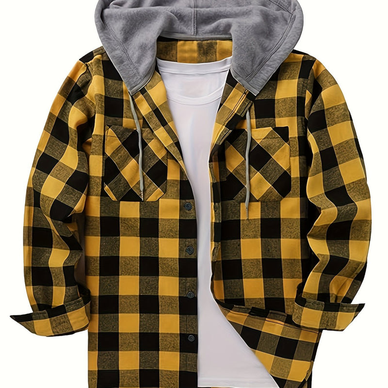 Men's Casual Plaid Hoodie Shirt