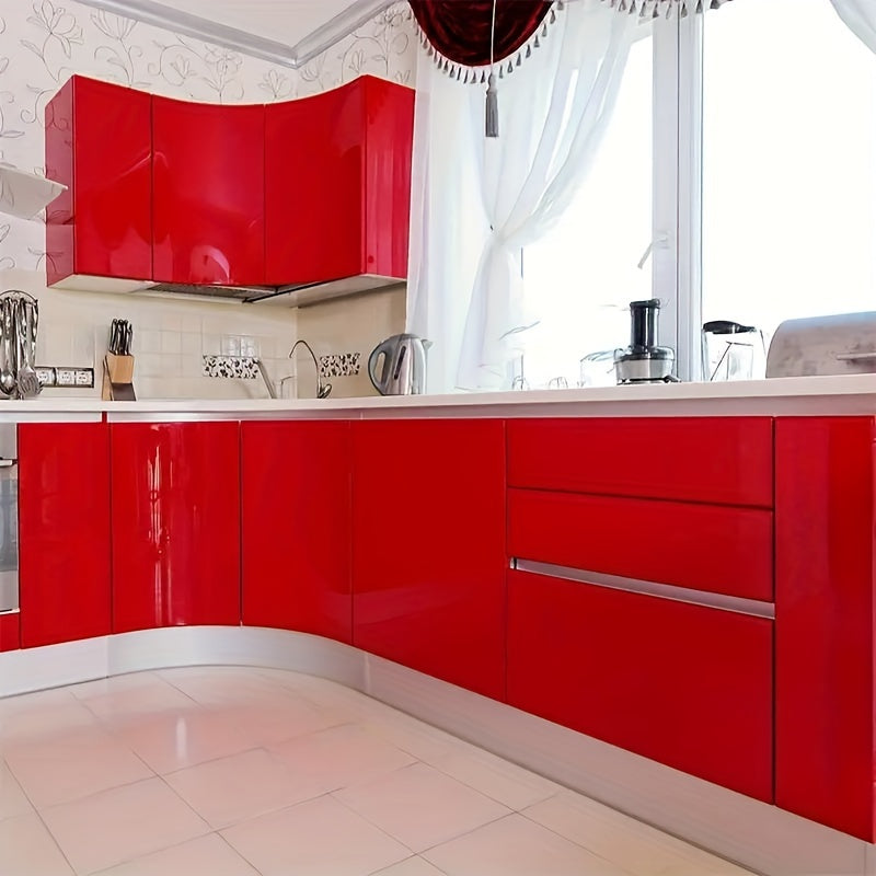 1 Roll of Thickened Red High-Gloss Self-Adhesive Wallpaper 196.85inx15.75in & 393.70inx15.75in