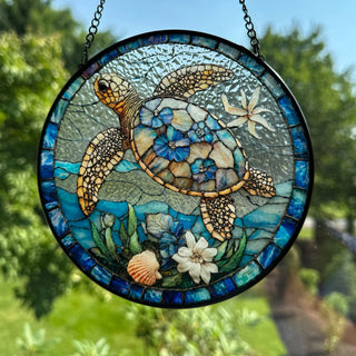 Hawaiian Flower Sea Turtle Suncatcher