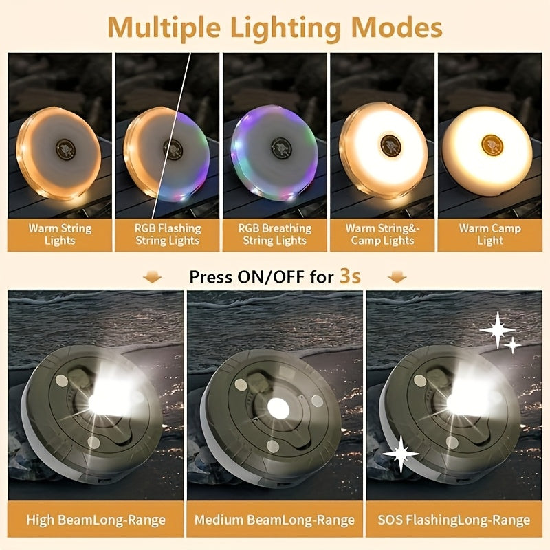 Camping USB Lights String, 4in1 Upgraded Outdoor String Lights