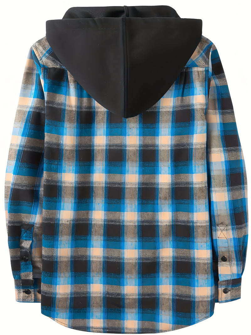 Men's Elegant Plaid Shirt - Button-Front Closure