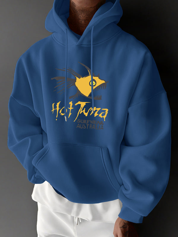 Men's Casual Hoodie with "HOT TANA" Fish Graphic