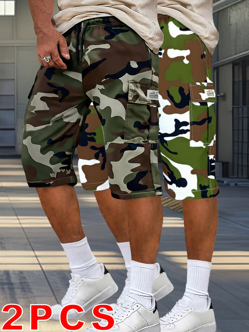 2pcs Men's Outdoor Camouflage Cargo Shorts