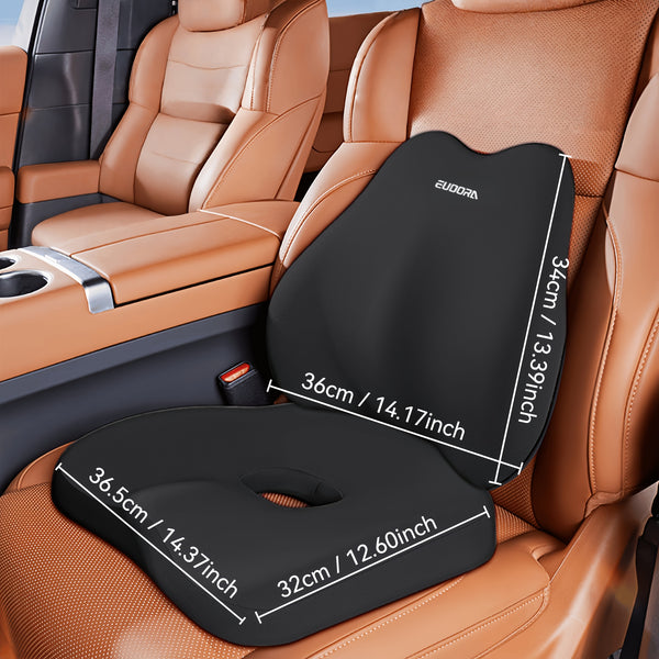 Memory Foam Car Seat Cushion + Back Cushion Set