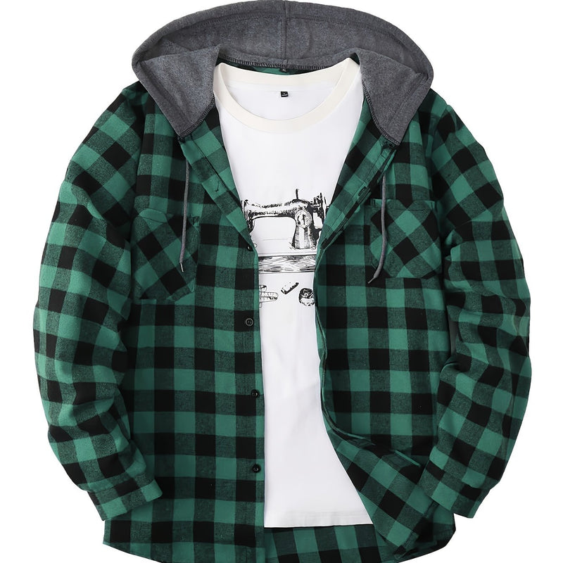 Men's Casual Plaid Hoodie Shirt