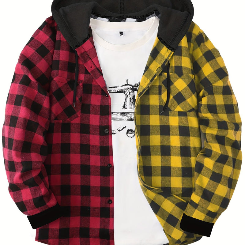 Men's Casual Plaid Hoodie Shirt