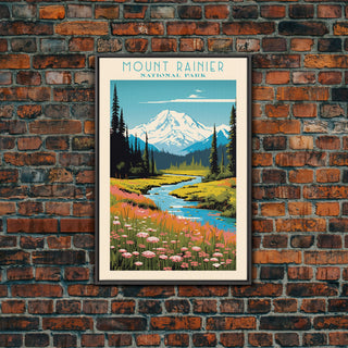 Mount Rainier National Park, Washington Travel Art