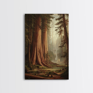Majestic California Redwood Trees, Framed Canvas Print