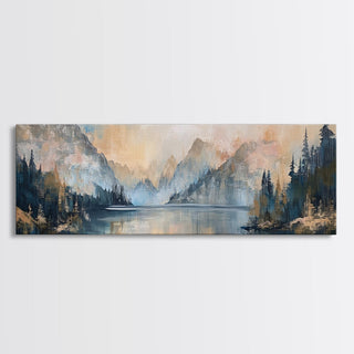 Mountain Lake Reflection Framed Canvas Print