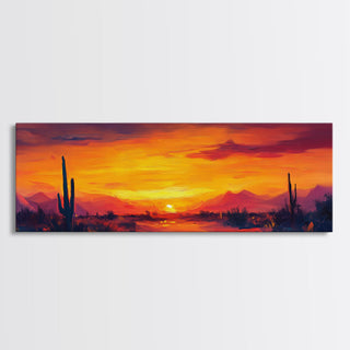 Southwest Sunset Cactus Art, Canvas Print