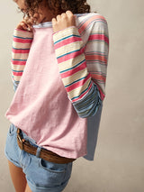 Women's Pastel & Multicolor Raglan Sleeve T-Shirt