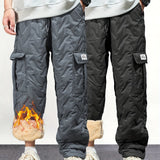 Men's Heavy-Duty Winter Cargo Pants - Thermal Insulated Work Trousers