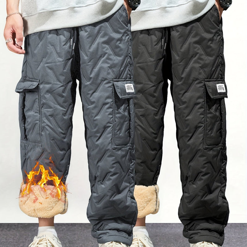 Men's Heavy-Duty Winter Cargo Pants - Thermal Insulated Work Trousers