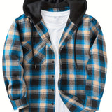 Men's Elegant Plaid Shirt - Button-Front Closure