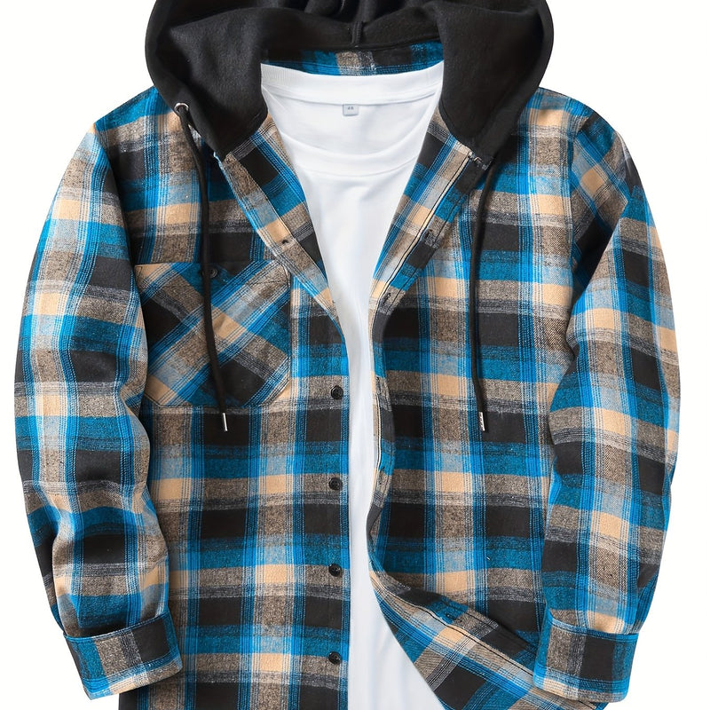 Men's Elegant Plaid Shirt - Button-Front Closure