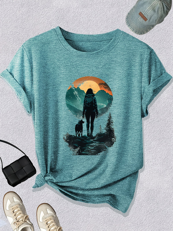 Women's Sunset Hiker Graphic Outdoor T-Shirt