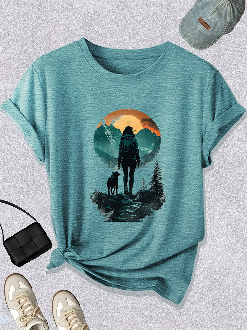 Women's Sunset Hiker Graphic Outdoor T-Shirt