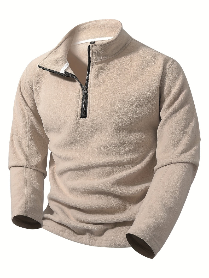 Men's Half-Zip Standing Collar Sweatshirt - Thermal Pullover