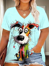 Plus Size Women's Casual Puppy Graphic T-Shirt