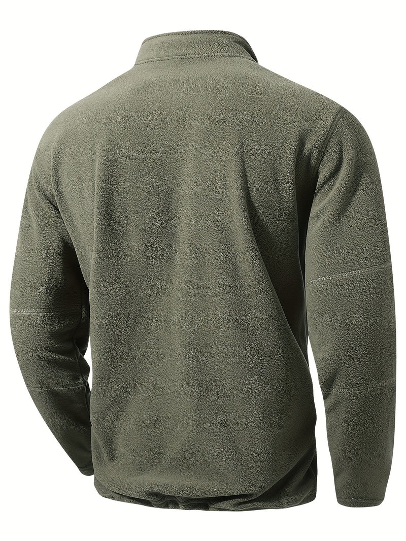 Men's Half-Zip Standing Collar Sweatshirt - Thermal Pullover