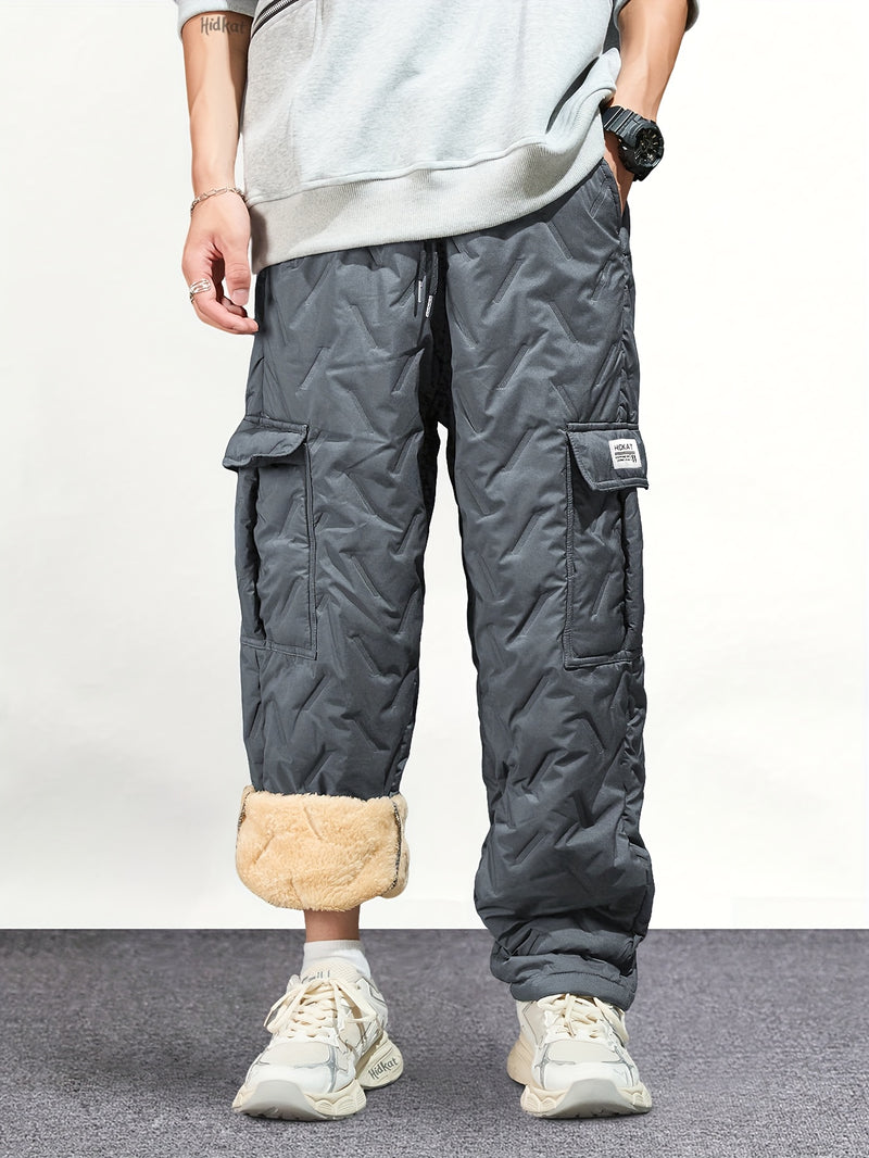 Men's Heavy-Duty Winter Cargo Pants - Thermal Insulated Work Trousers