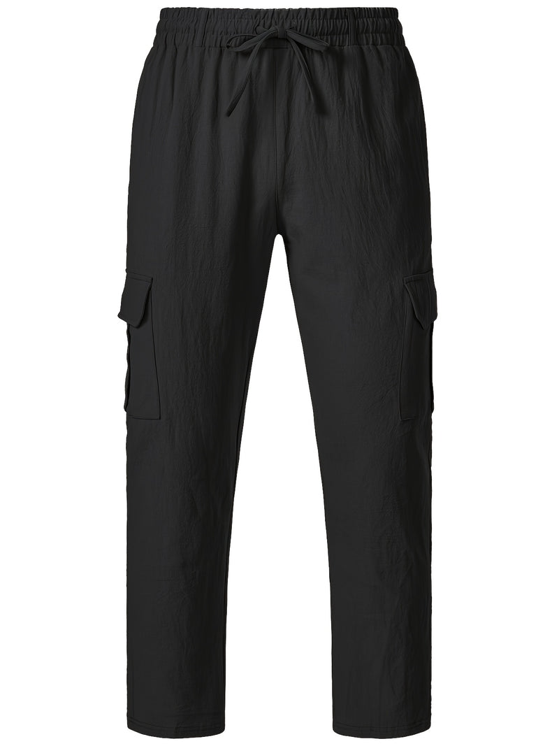 Men's Casual Linen Cargo Pants with Multiple Pockets