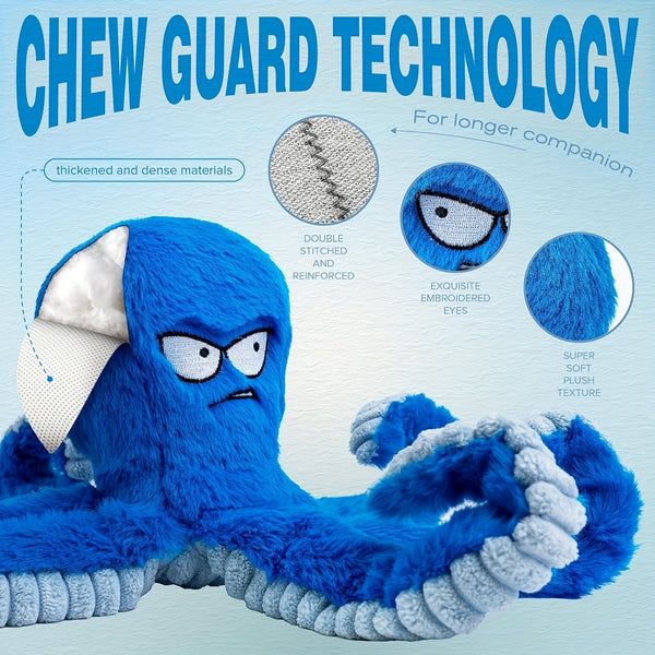 Tug Of War, Crinkle Dog Toy (Blue Octopus)