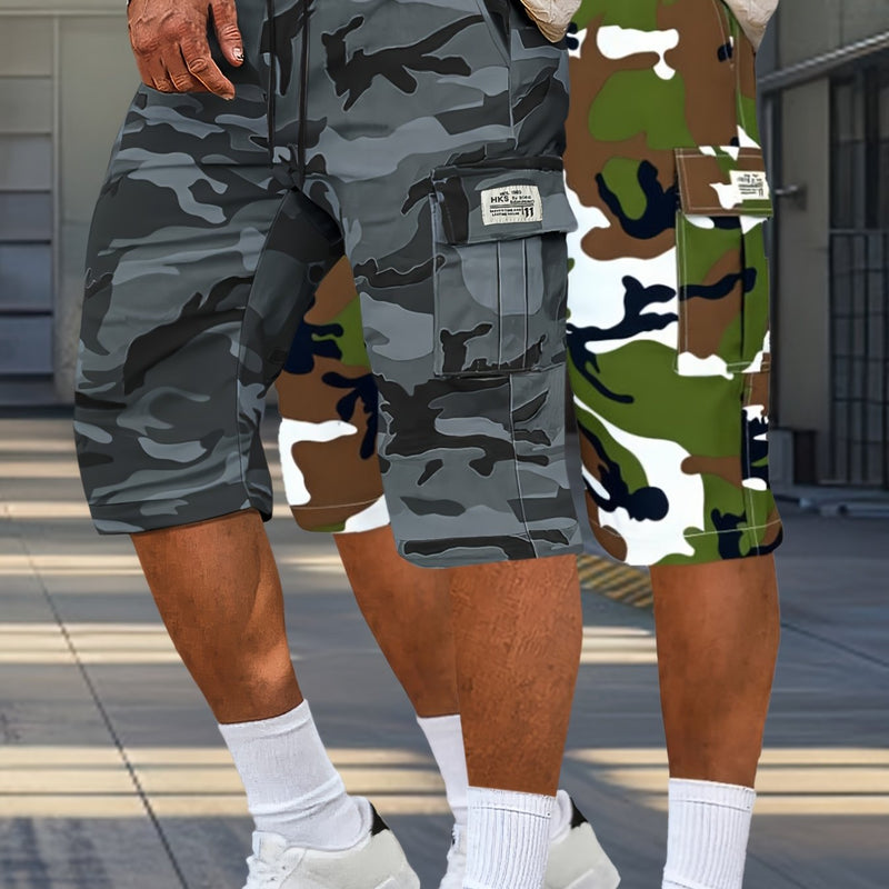 2pcs Men's Outdoor Camouflage Cargo Shorts