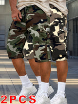 2pcs Men's Outdoor Camouflage Cargo Shorts