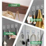 16pcs Large-sized Transparent Self-adhesive Hooks, with Strong Load-bearing Capacity