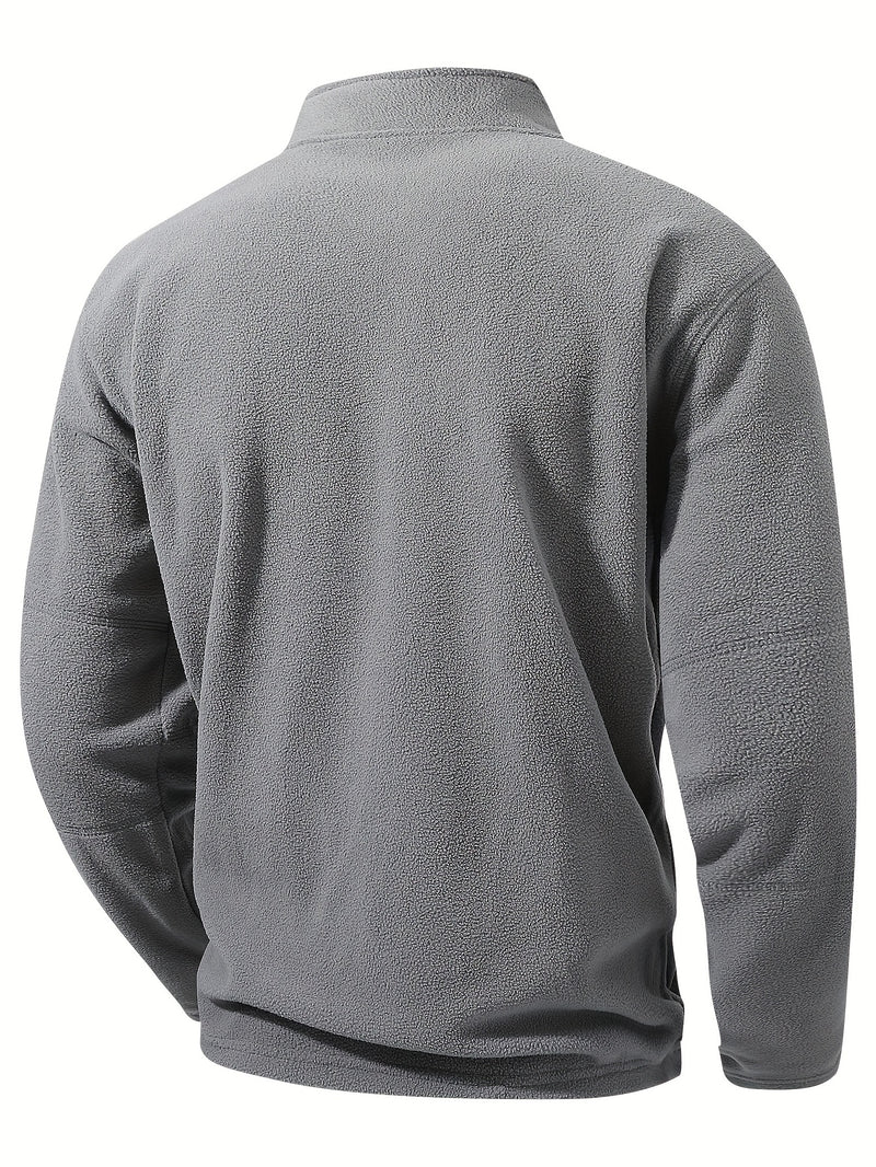Men's Half-Zip Standing Collar Sweatshirt - Thermal Pullover
