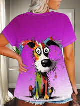 Plus Size Women's Casual Puppy Graphic T-Shirt