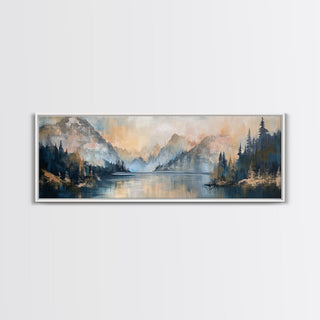 Mountain Lake Reflection Framed Canvas Print