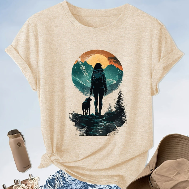 Women's Sunset Hiker Graphic Outdoor T-Shirt